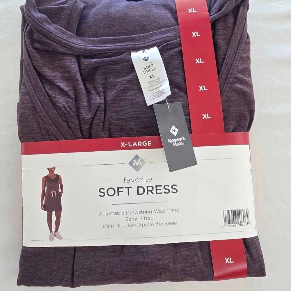 Member's Mark Favorite Soft Dress XL Womens NEW Drawstring Plum Heather Comfortโ